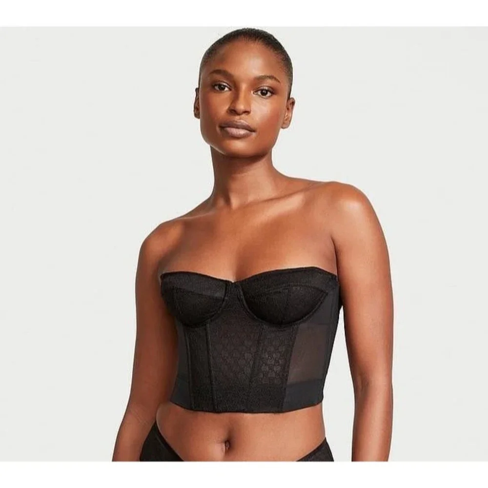 Victoria's Secret Black Very Sexy VS Archives Monogram Corset Bra Top Size 34C - Picture 12 of 13